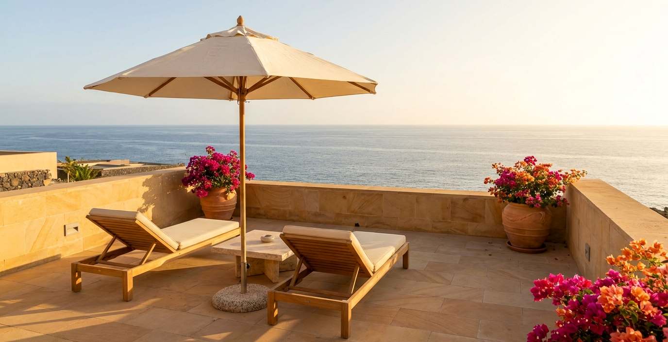 Terras met zeezicht van een appartement te huur in Gran Canaria